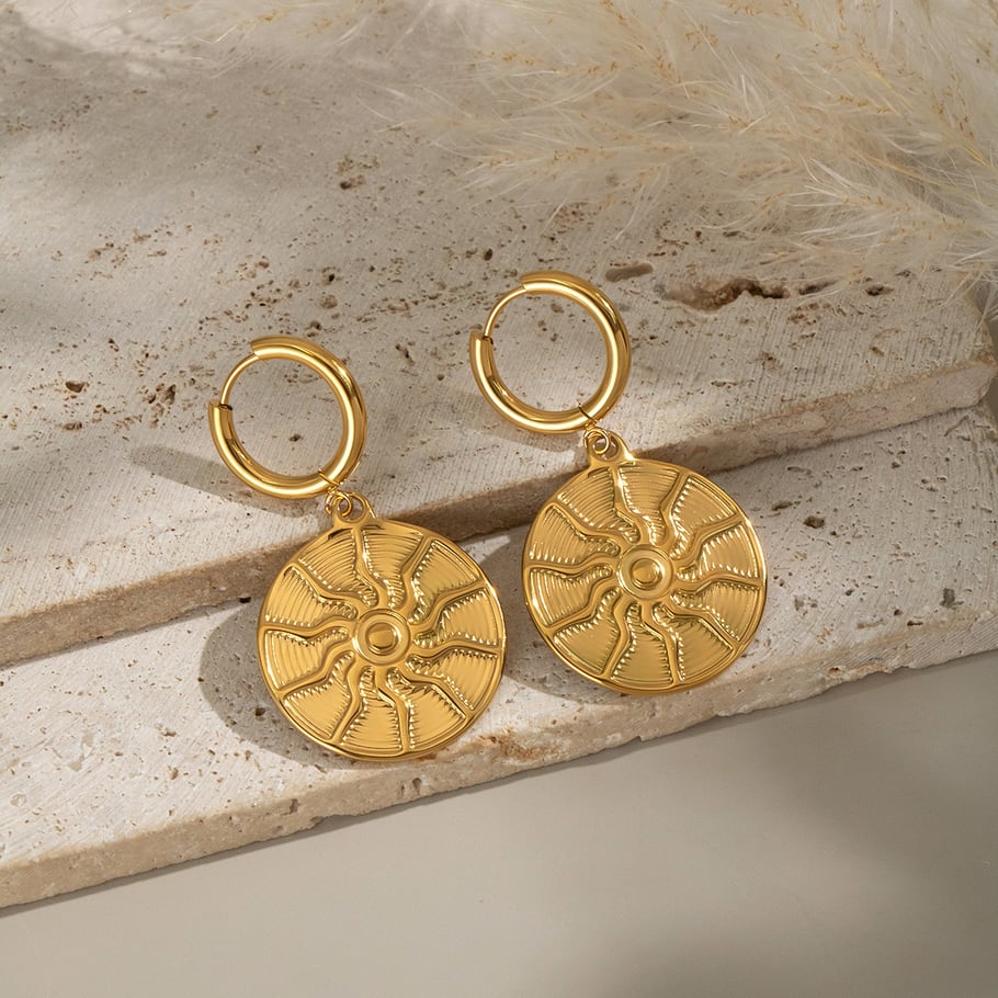 Sun Stainless Steel Gold Color Necklace Set Picture5