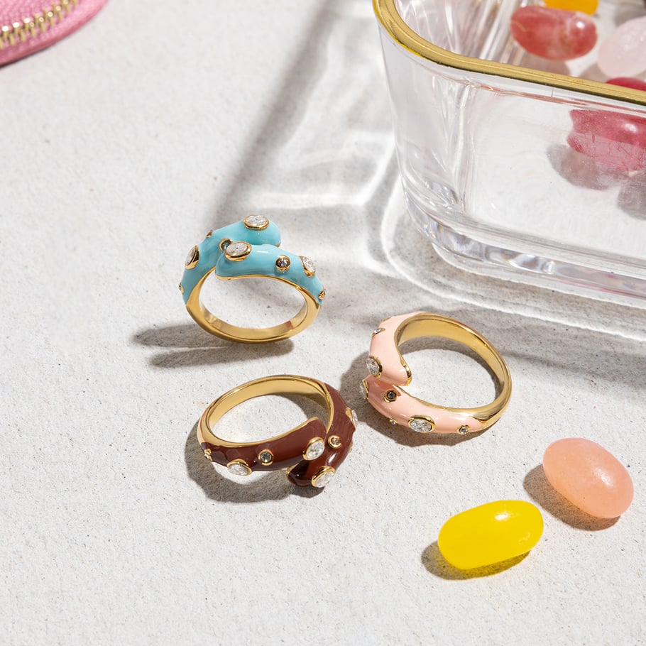 1 Piece Color of Macaron Irregular Shape Stainless Steel Zircon Women's Gemstone Rings Picture6