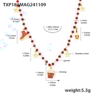 TXP186-Collar navideño con granate dorado 
