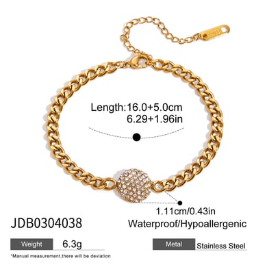 1 Piece Luxurious Calaite Stainless Steel Gold Color Women's Chain Bracelets h5 Picture2