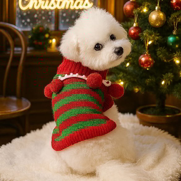 1 Piece Cute Christmas Strip Pet Sweater 2