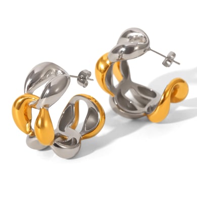 1 Pair Daily Irregular Shape Mixed Gold Color And Silver Colors  Women's Stud Earrings h5 