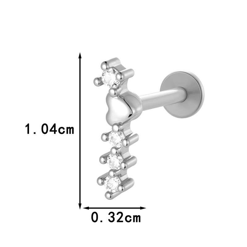 1 Parça Fiyonk Düğüm Bakır Altın Rengi Zirkonyum Piercing Küpe Resim2