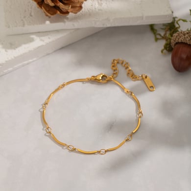 Set di collane in acciaio inossidabile color oro con catena semplice h5 Immagine5