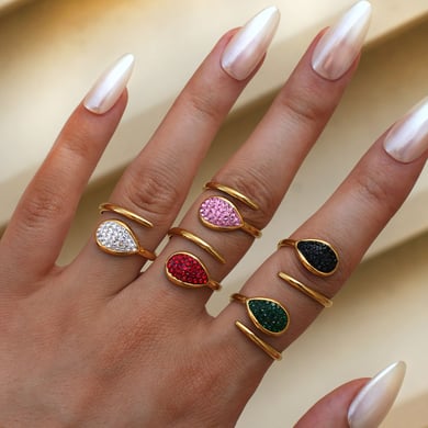 1 Piece  Casual Droplet Irregular Shape Stainless Steel Women‘s  Statement Rings h5 Picture7
