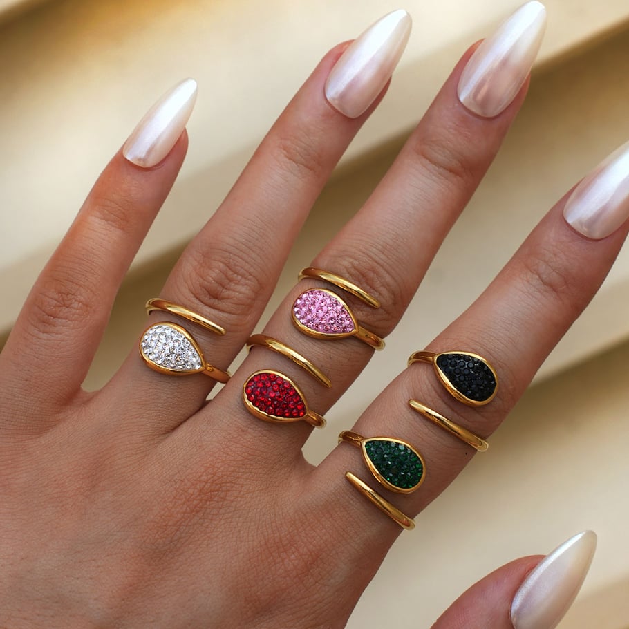 1 Piece  Casual Droplet Irregular Shape Stainless Steel Women‘s  Statement Rings Picture7