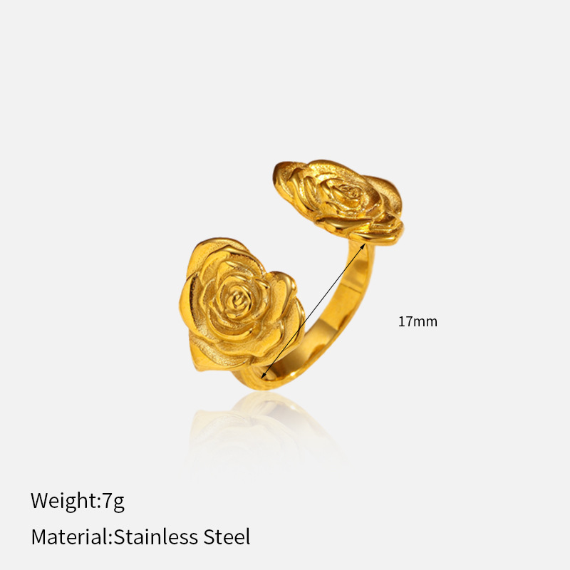 1 Piece Retro Rose Stainless Steel Statement Ring 