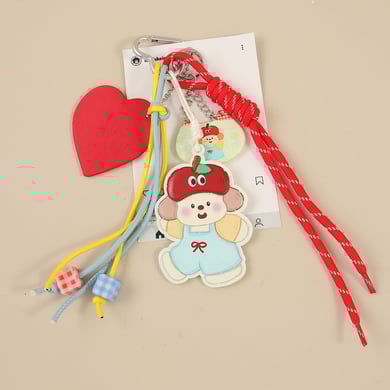 1 Piece  Adorable Cartoon Little Girl with Apple Shaped PU Women's Bag Charm h5 Picture3