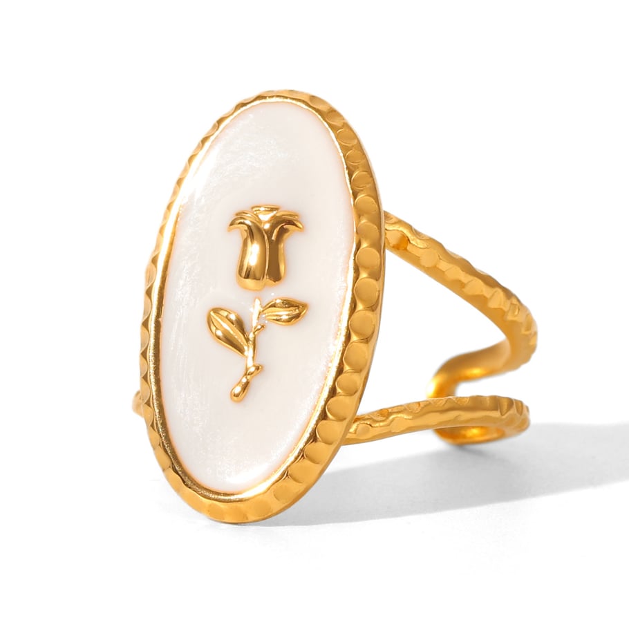 1 Piece Rose Shape Stainless Steel Gold Color Statement Ring h5Picture6