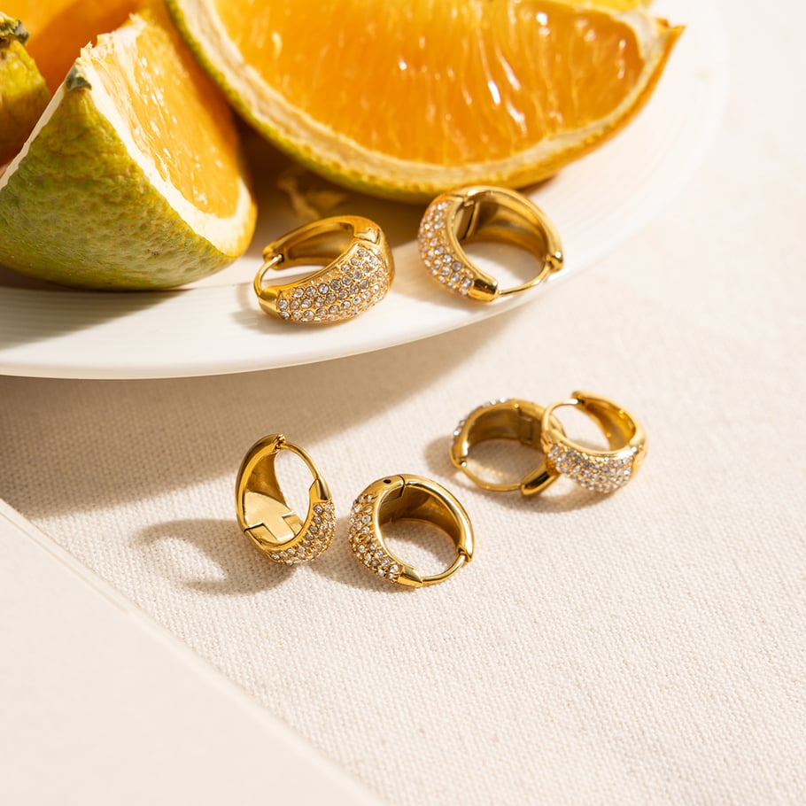 1 Pair Luxurious Series Circle Stainless Steel Gold Color Women's Hoop Earrings Picture6