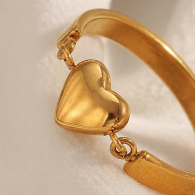 1 Piece Simple Heart Stainless Steel Gold Color Statement Rings h5 Picture4