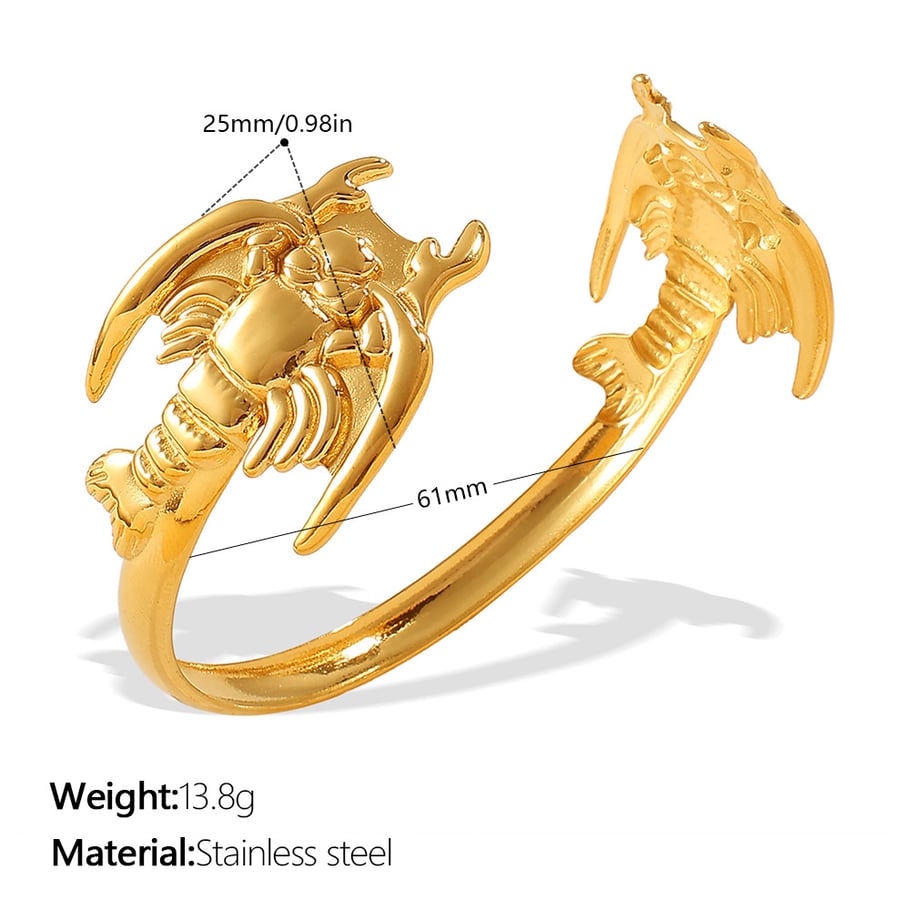 1 Piece Fish Shape Stainless Steel Gold Color Cuff Bracelet Picture2