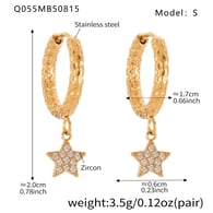 Q055-Golden Five-pointed Star Zircon Earrings-S Picture7