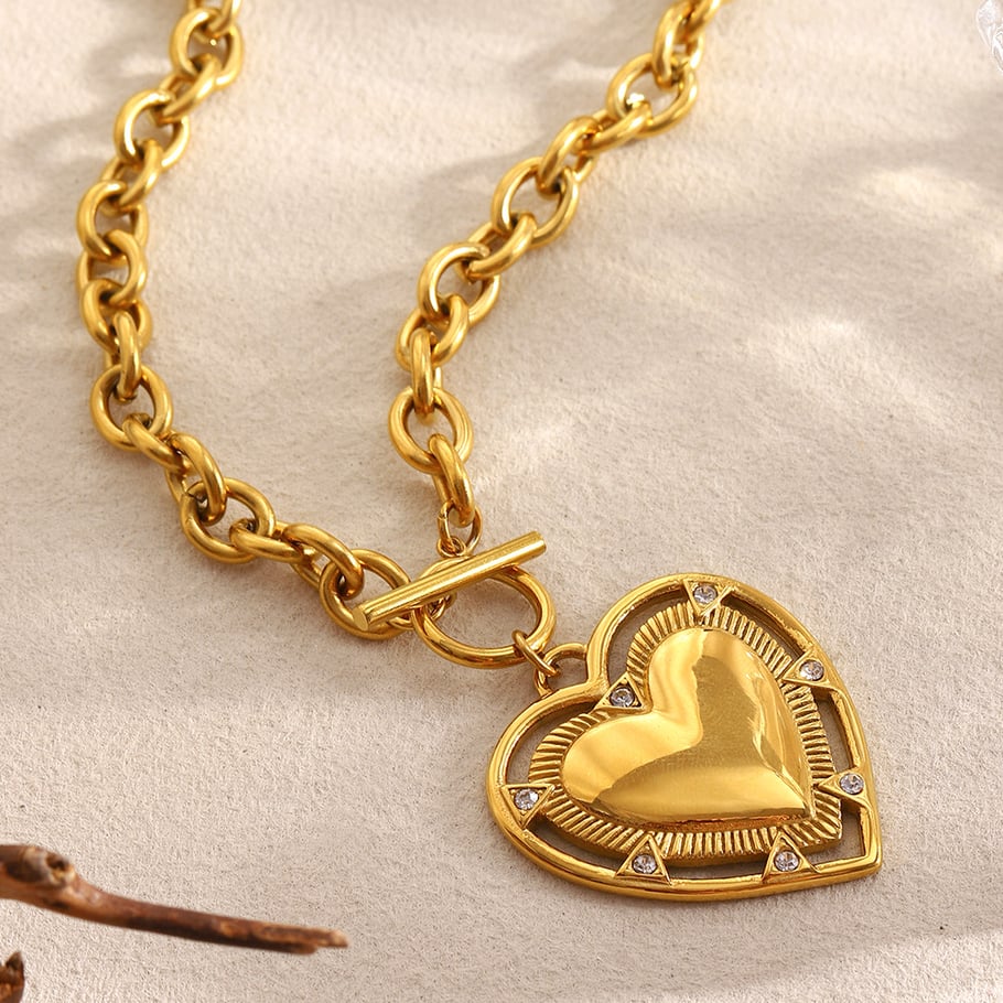 1 Piece Delicate Heart Stainless Steel Gold Color Women's Pendant Necklaces Picture4