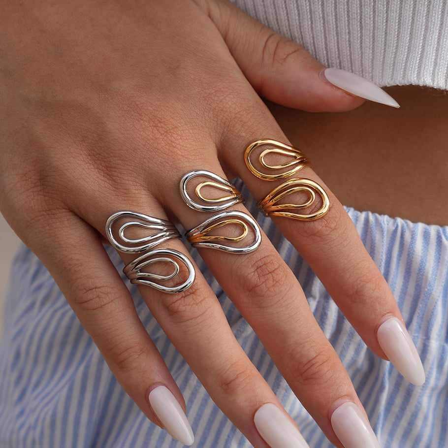1 Piece Simple Series Retro Circle Stainless Steel  Gold Color  Statement Rings Picture5
