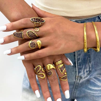 1 Piece Retro Irregular Shape Leopard Print Stainless Steel Women's Statement Rings h5 Picture3