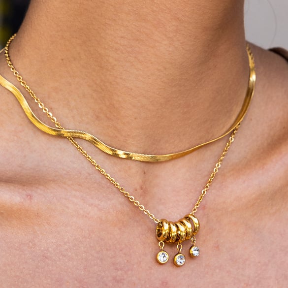 1 Piece Luxurious Circle Stainless Steel Gold Color Women's Pendant Necklaces 2