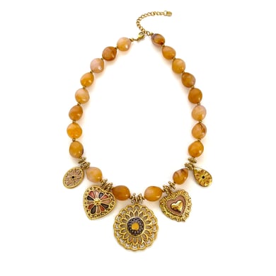 Collana con ciondolo a forma di cuore in resina color oro, 1 pezzo di lusso h5 