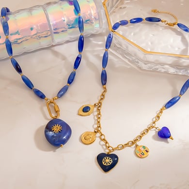 1 Piece Classic Irregular Shape Heart Resin  Natural Stone Women's Beaded Necklaces h5 Picture3