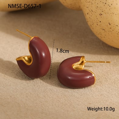 1 Pair Simple Series Retro Solid Color Stainless Steel Women's Stud Earrings h5 