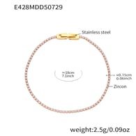 E428-Pulsera de circonitas rosas 18cm Imagen8