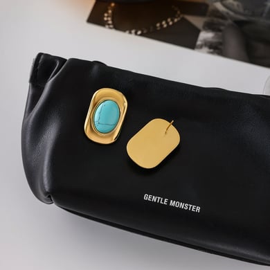 1 Pair Classic Rectangle Oval Calaite Stainless Steel Gold Color Women's Stud Earrings h5 Picture4