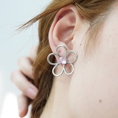 1 Pair Simple  Natural Flower Stainless Steel   Women's Stud Earrings h5 Picture5