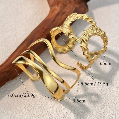 1 Piece Irregular Shape Stainless Steel Gold Color Cuff Bracelet h5 Picture3