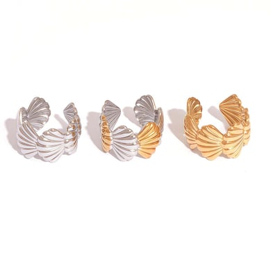 1 Piece Simple Casual Shell Stainless Steel   Gold Color Women’s Statement Rings h5 Picture6