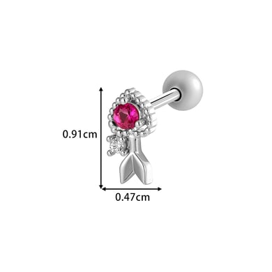 1 stuk hart koper goud kleur zirkoon piercing oorbel h5 Afbeelding2