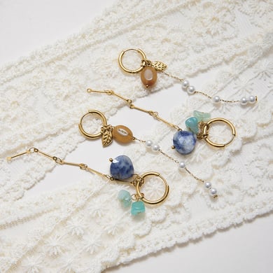 1 paio di orecchini pendenti da donna in acciaio inossidabile color oro con nappa in pietra naturale h5 Immagine6