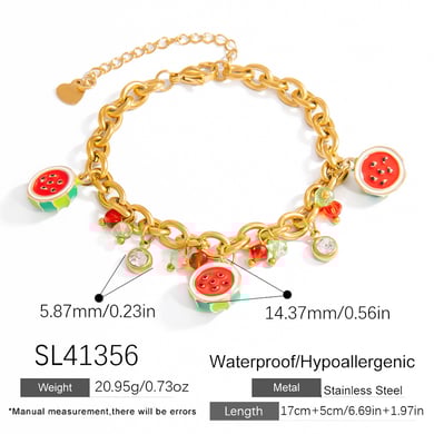 1 Piece Simple Lovely  Fruit Stainless Steel  Gold Color  Women's Charm Bracelets h5 Picture2