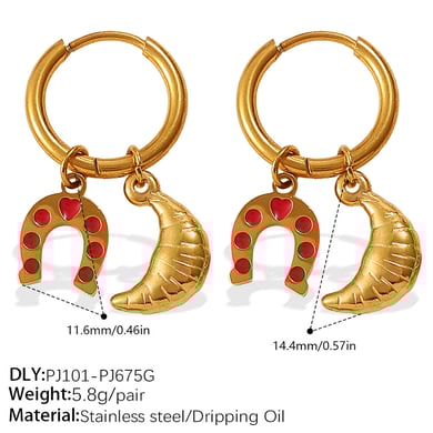 1 paire de boucles d&#39;oreilles pendantes de Noël en acier inoxydable couleur or h5 