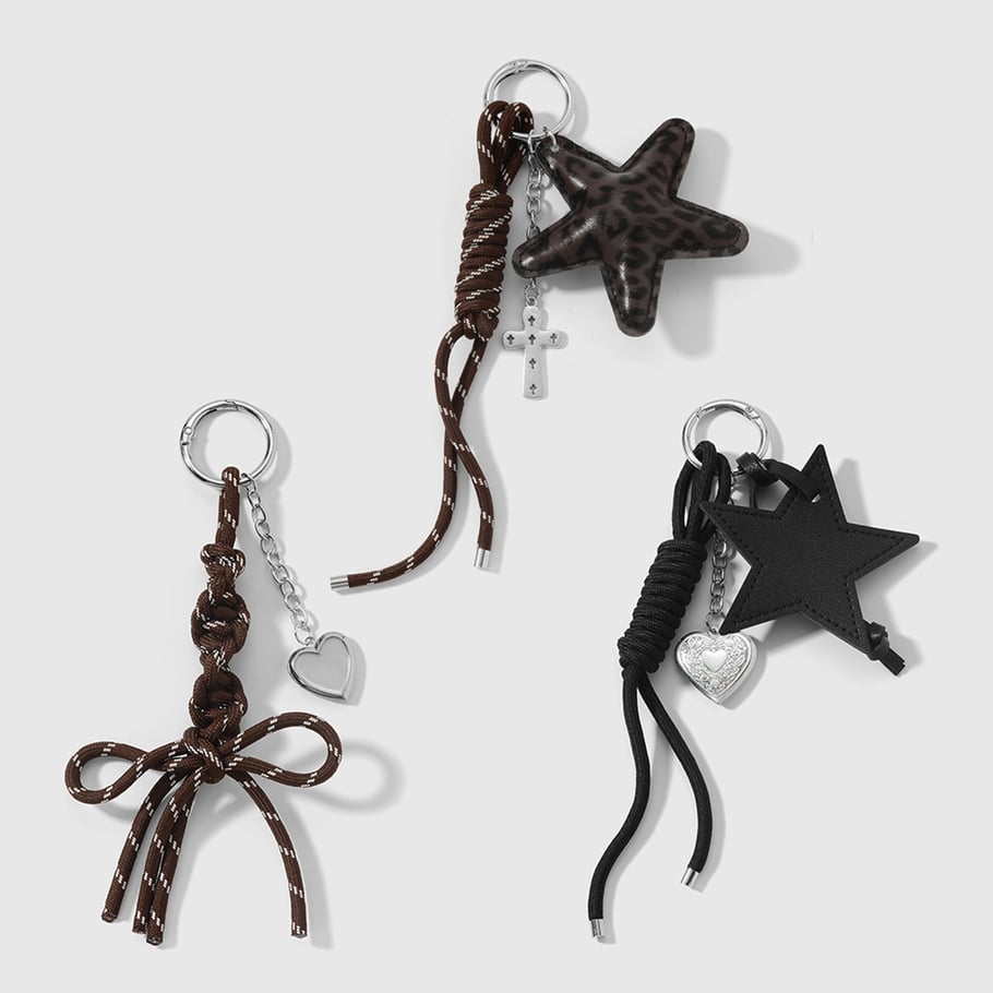 1 Piece Retro Leopard Print Leather Star Bag Charm Picture3