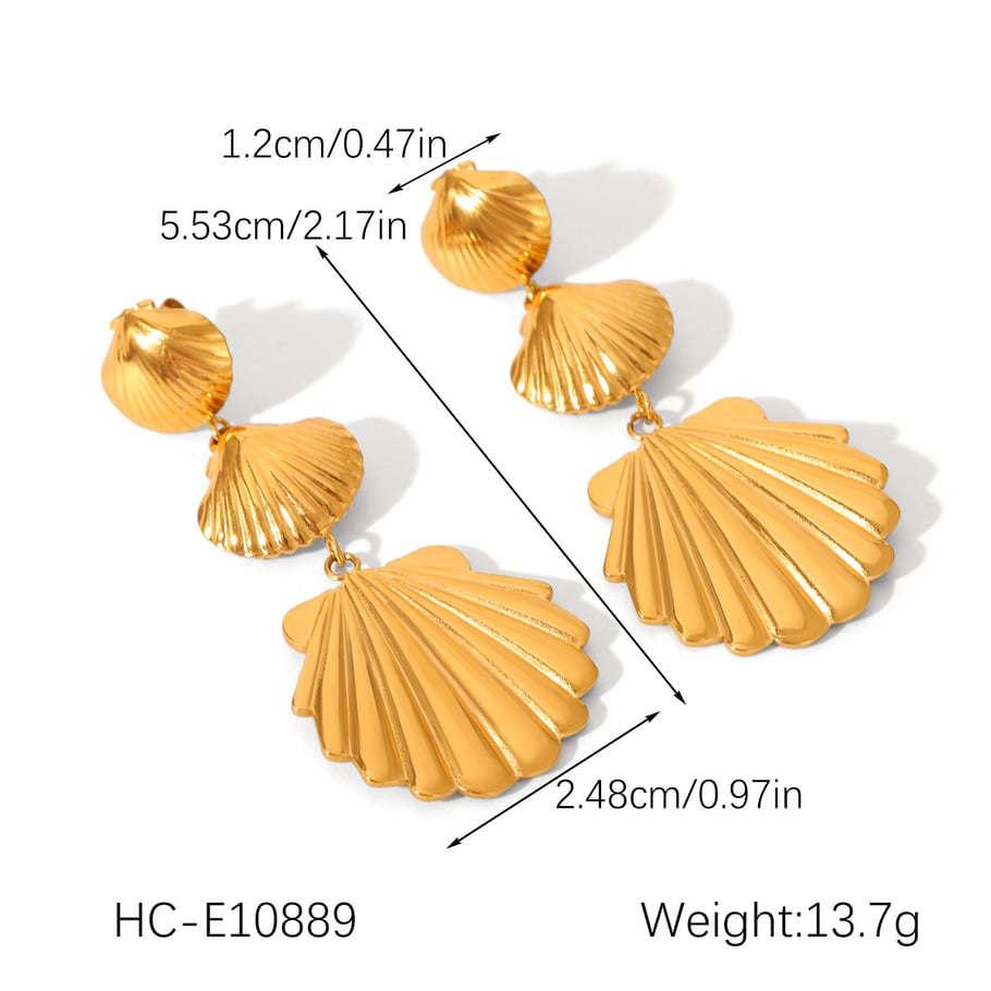 1 Pair Simple Series Daily Shell Stainless Steel  Gold Color  Women's Drop Earrings Picture2
