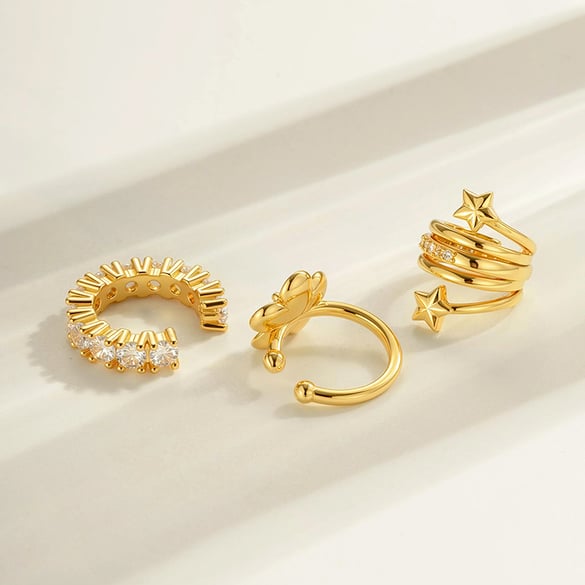 1 Piece Snake Copper Gold Color Zircon Ear Cuffs