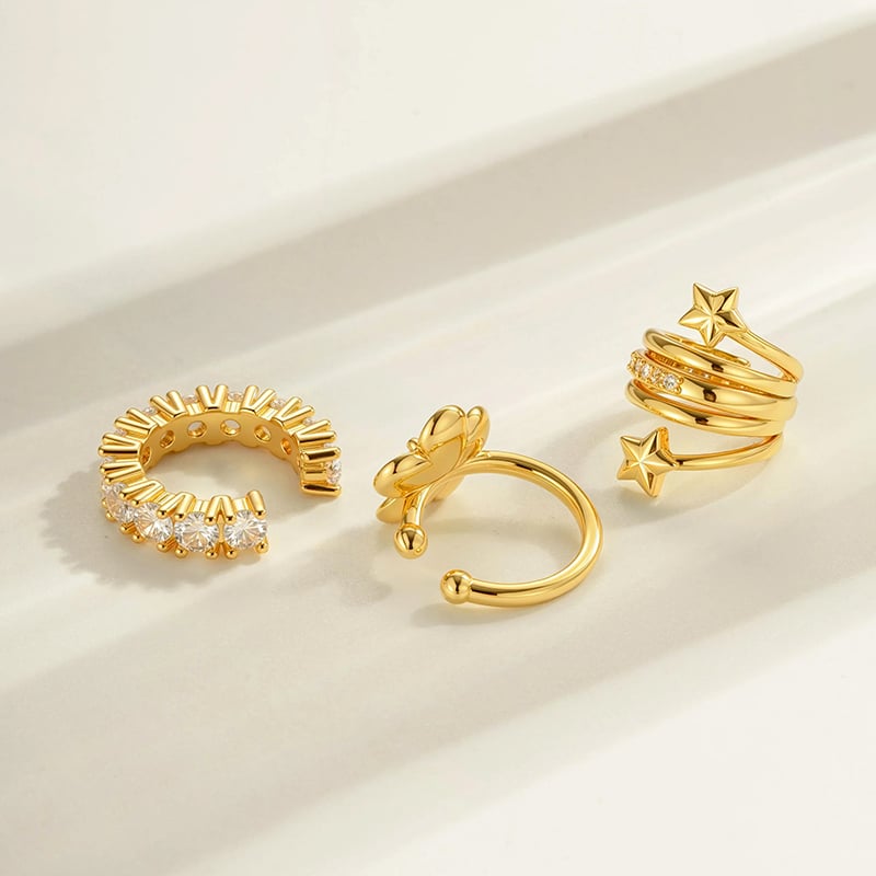 1 pieza de aretes de serpiente de cobre y circonita color dorado Imagen3