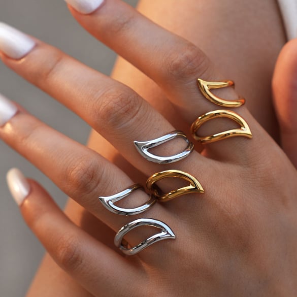 1 Piece Simple Irregular Shape Stainless Steel Women's  Statement Rings 2