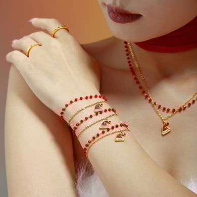 Set di gioielli da donna in acciaio inossidabile color oro con cappello di Babbo Natale e zirconi h5 Immagine4