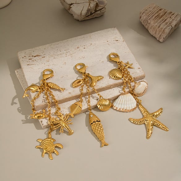 1 Piece Oceanic Stainless Steel Gold Color Keychain 2