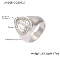 A410-Steel White Zircon Teardrop Ring/No.7 Picture5