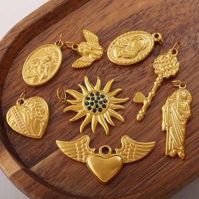 1 Piece Heart Stainless Steel Gold Color DIY Pendant h5 Picture3