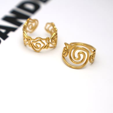 1 Piece  Simple Irregular Shape Stainless Steel  Gold Color Women's Statement Rings h5 Picture3