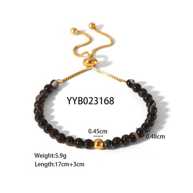 1 Piece Ethnic Beads Stainless Steel Gold Color Natural Stone Women's Beaded Bracelets h5 