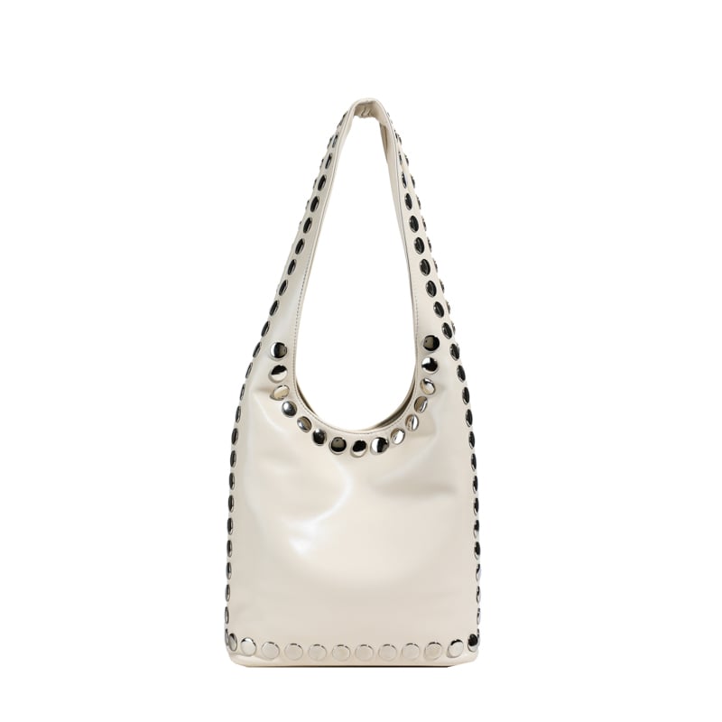 1 bolso de hombro de PU con remaches informales de lujo para mujer Imagen5