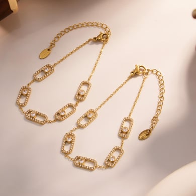 1 Piece Classic Letter Stainless Steel Gold Color Zircon Women's Charm Bracelets h5 Picture5