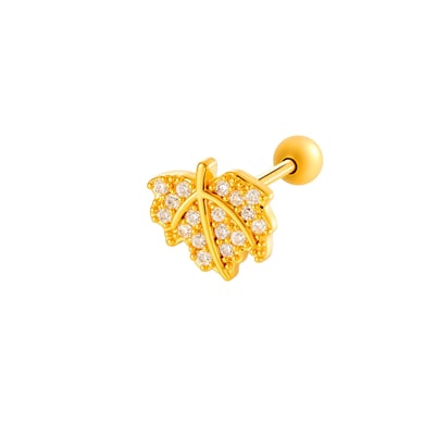 1 Piece Flower Heart Copper Gold Color Zircon Piercing Earring h5 