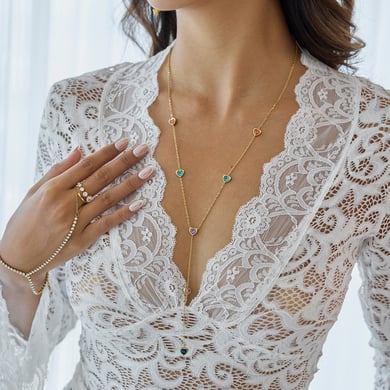 Collana con ciondolo da donna in acciaio inossidabile con zircone a forma di cuore policromo, 1 pezzo h5 Immagine6