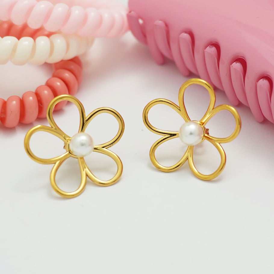 1 Pair Simple Series Natural Flower Stainless Steel  Women's Stud Earring Picture5