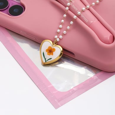 1 pezzo elegante collana con ciondolo a forma di fiore in acciaio inossidabile color oro da donna h5 Immagine5